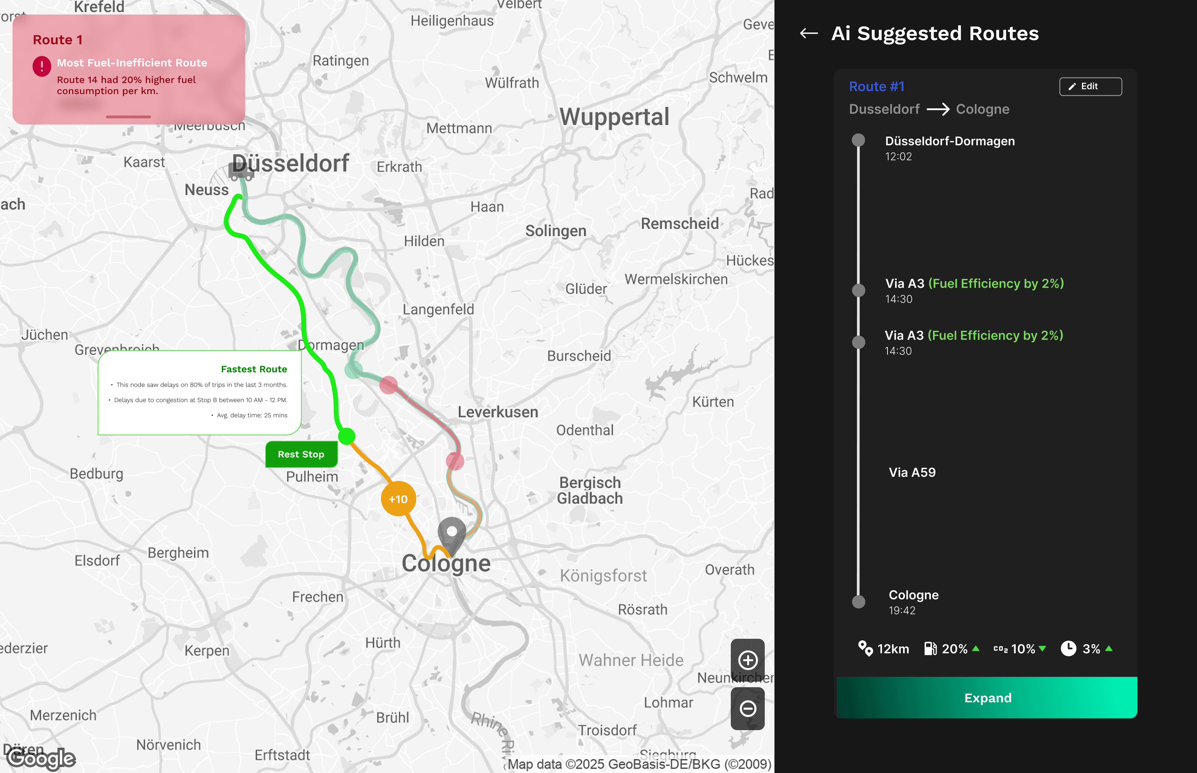 Fleet Management AI Suggested Route