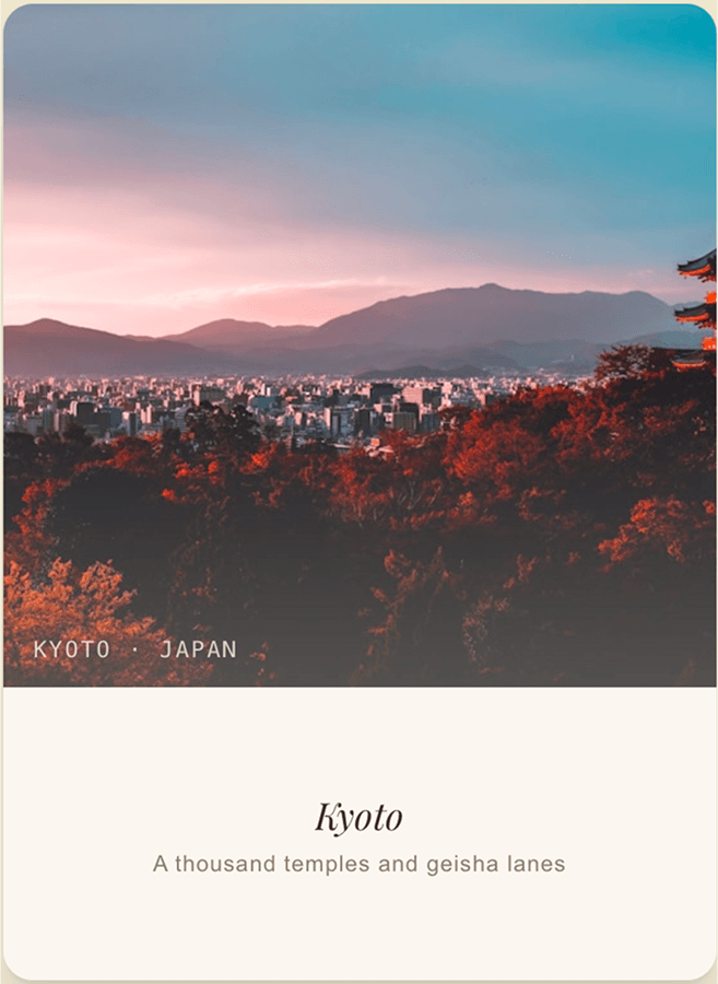 Postcard front — photograph and destination name